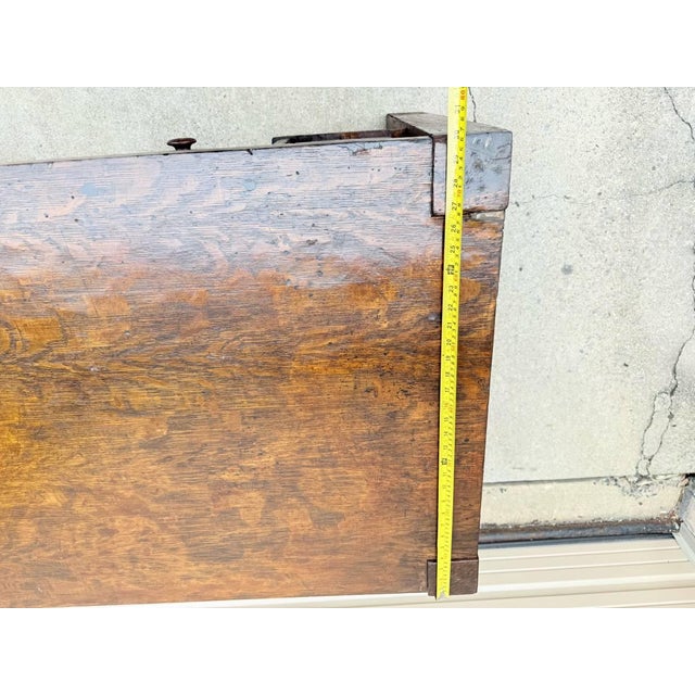 Early 20th Century Antique Art & Craft Style Quarter Swan Oak Library Table Desk For Sale - Image 4 of 12