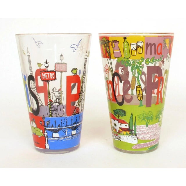 Cerve Provence Paris France Decorated Drinking Glasses Made in Italy - Set of 2 For Sale - Image 4 of 8