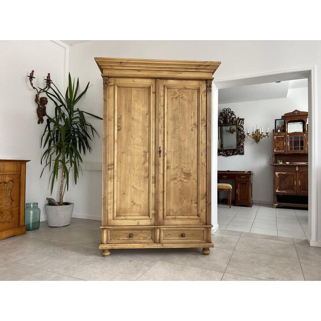 Tan Natural Wood Farm Cabinet For Sale - Image 8 of 8