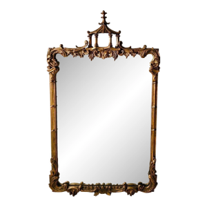 Large Hollywood Regency Giltwood Pagoda-Style Mirror, 54”