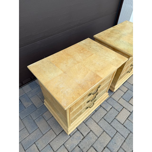1990s 1990s Henredon French Regency Charles X Burl Wood Nightstands, Pair For Sale - Image 5 of 12