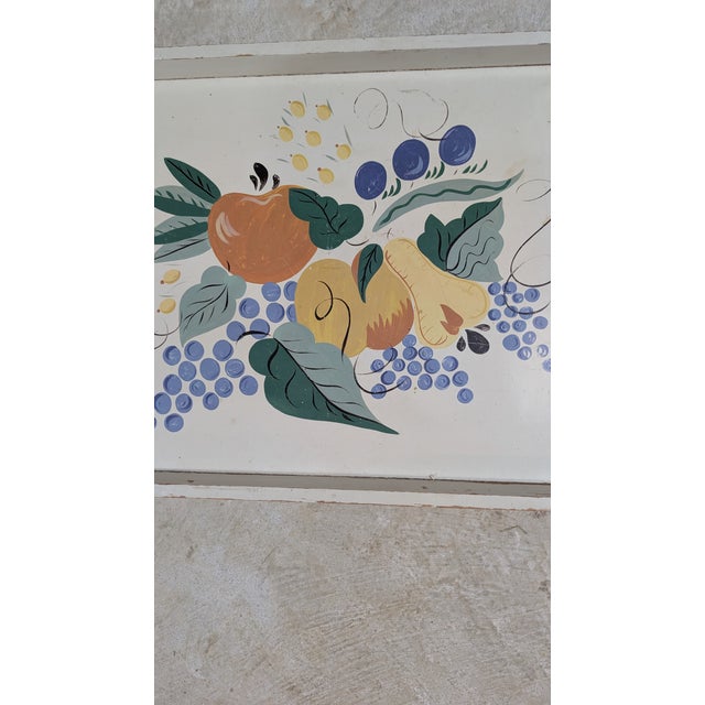 Awesome MID CENTURY MODERN HANDPAINTED (&SIGNED BY ARTIST) TOLEWARE TRAY. Featuring Pears, Grapes & Apples Motif with Hand...