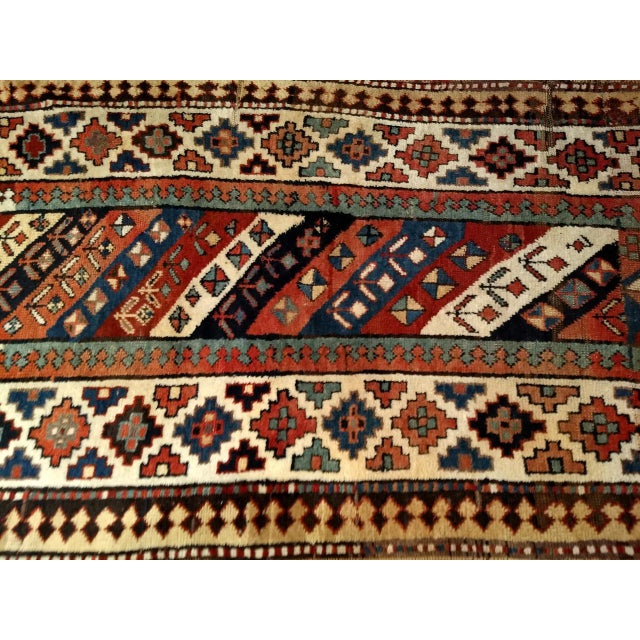 19th Century Gendje Kazak Runner, Hand-Knotted, Wool Pile, Caucasus, 4' x 9' For Sale - Image 17 of 18