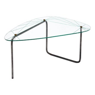 Period Mid-Century Modern Etched Glass Coffee Table, Circa 1970 For Sale