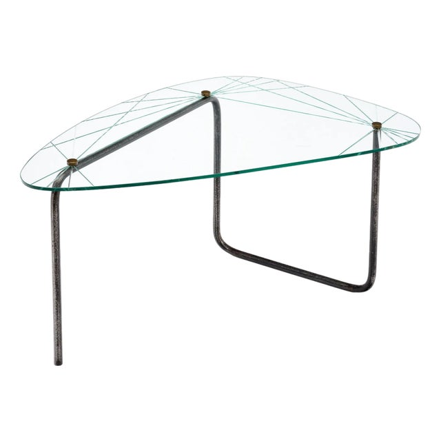 Period Mid-Century Modern Etched Glass Coffee Table, Circa 1970 For Sale