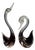 Antiqued Murano Glass Black Swans from Seguso, 1970s, Set of 2 For Sale