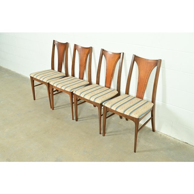 Broyhill Brasilia Mid-Century Modern Sculpted Walnut Dining Chairs, Set of Four For Sale - Image 12 of 12