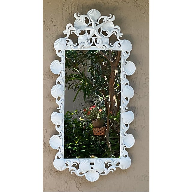Vintage Coastal Cast Iron Shell & Starfish Wall Mirror For Sale - Image 14 of 15