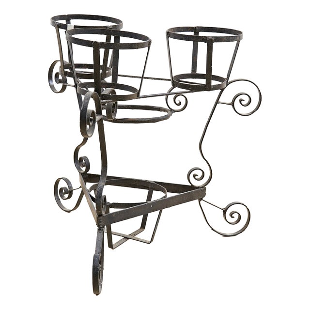 Vintage Wrought Iron Vase Holder For Sale