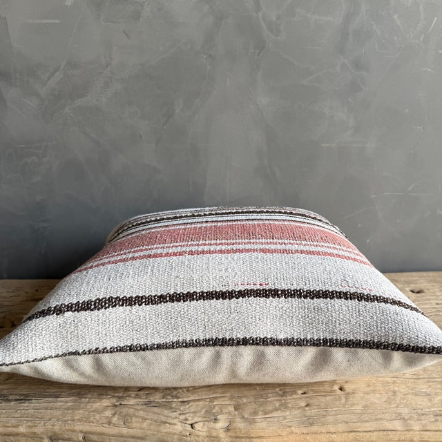 Mid-Century Modern Vintage Rug Pillow Cover With Stripes For Sale - Image 3 of 7