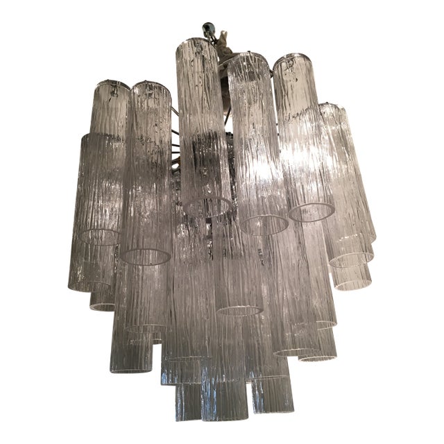 Murano Glass Sputnik Chandelier With "Corteccia" Tubes Italian Glass For Sale