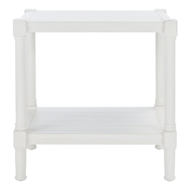 Rafiki Rectangle Accent Table in Distressed White For Sale