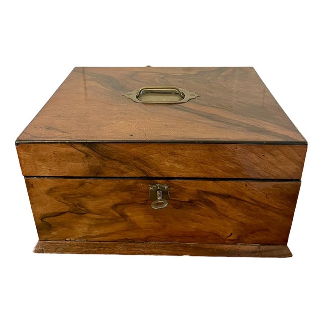 Antique Victorian Figured Walnut Sewing Box, 1860s For Sale