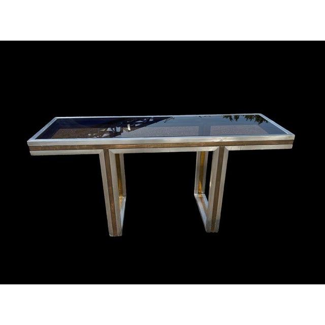 Italian Steel and Brass Console, 1970s, in None conditions. Designed 1970 to 1979