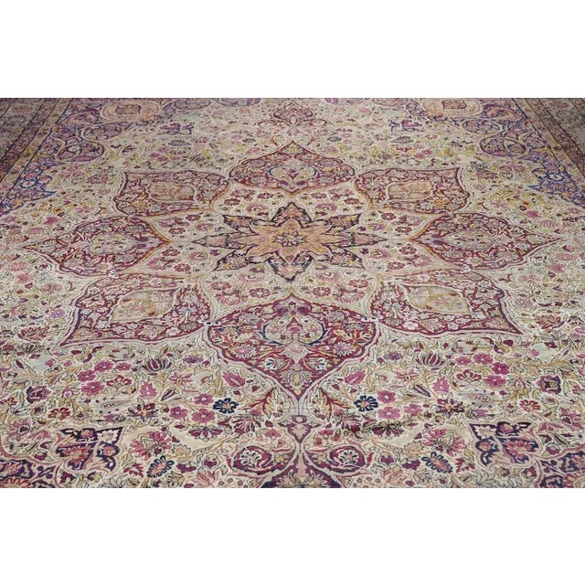 Late 18th Century Antique Ivory Lavar Kerman Rug 10'1'' x 14'11'' For Sale - Image 11 of 12