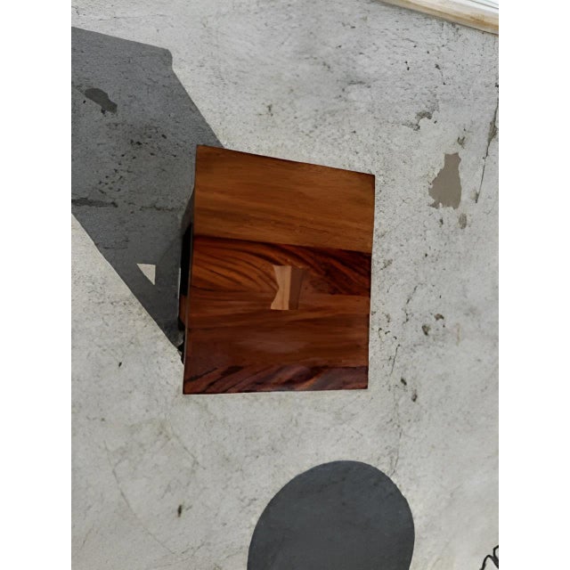 Late 20th Century Walnut Mission Style Single Drawer Side Table W/ Metal Accents For Sale In Houston - Image 6 of 9