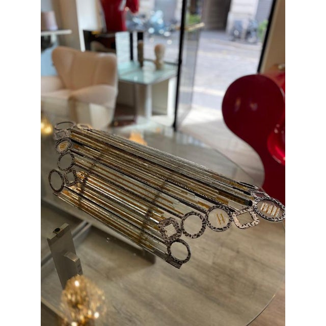 Wall Lamp in Iron and Glass, Italy, 1960s For Sale - Image 9 of 12