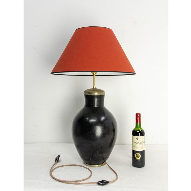 Terracotta Tadelakt Finishing Black Table Lamp, 1970 For Sale - Image 12 of 14