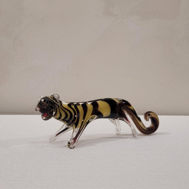20th Century Tiger Figurine in Murano Glass, Italy, 1970s For Sale - Image 4 of 13