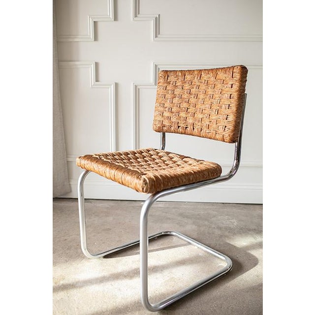 1970s Mid-Century Natural Woven and Chrome Cesca Cantilever Dining Chairs, Set of Four For Sale - Image 10 of 14