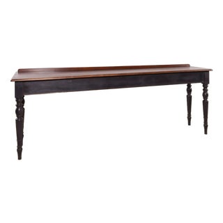 Antique 92" Mahogany Serving Console Table With Ebonized Turned Legs, Circa 1880 For Sale