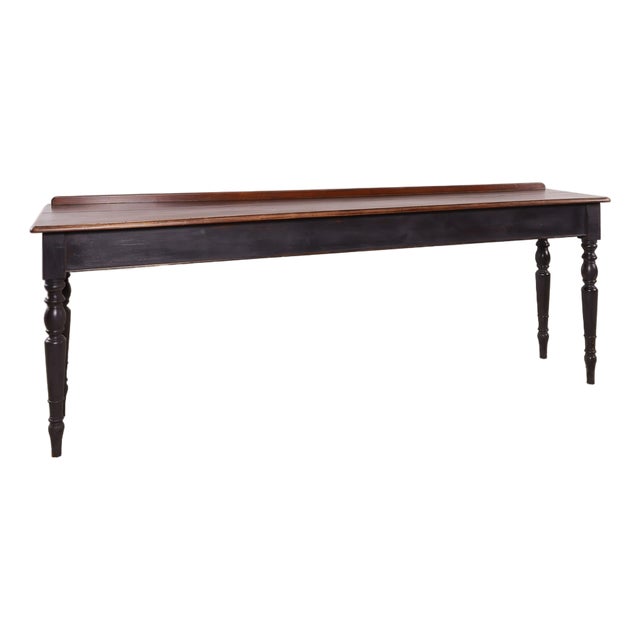 Antique 92" Mahogany Serving Console Table With Ebonized Turned Legs, Circa 1880 For Sale