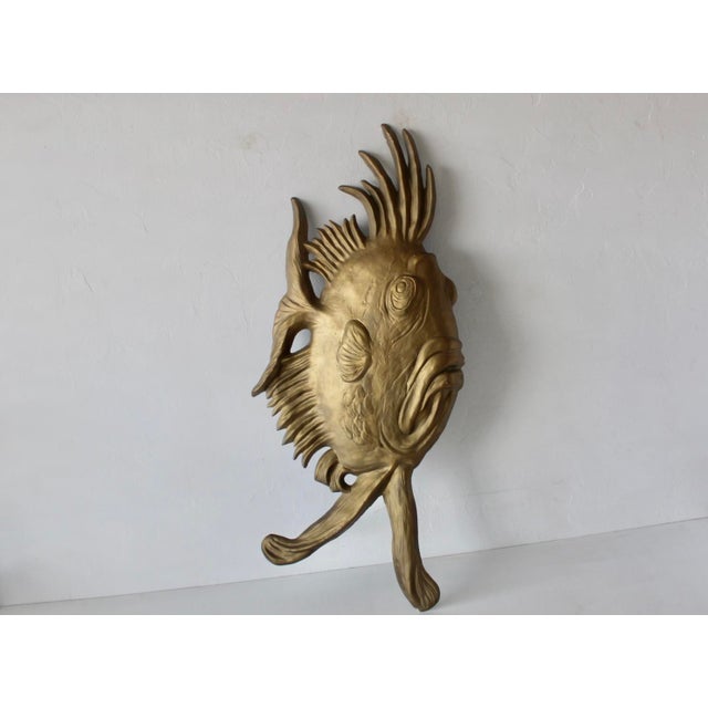 S. Lascoux Brass Finish Large Fish Wall Sculpture Mid-Century Vintage For Sale - Image 12 of 15