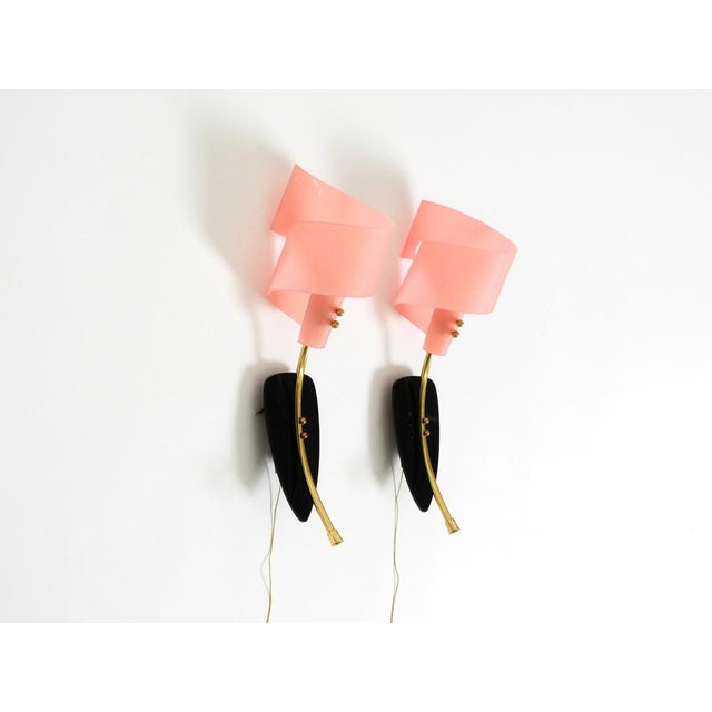 Mid-Century Modern Mid-Century Modern Wall Lamps with Pink Acrylic Glass Shades, 1950s, Set of 2 For Sale - Image 3 of 18