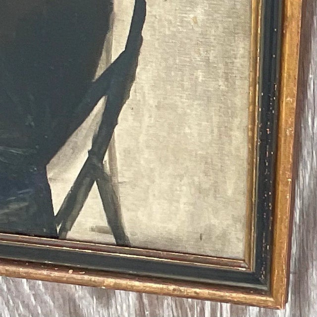 Vintage Boho Original Oil Portrait on Board For Sale - Image 4 of 7