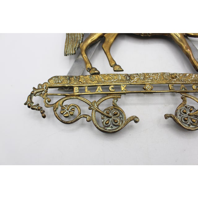 Victorian Mid-19th Century English Brass "Black Eagle" Prancing Horse Hanging Souvenir For Sale - Image 3 of 5