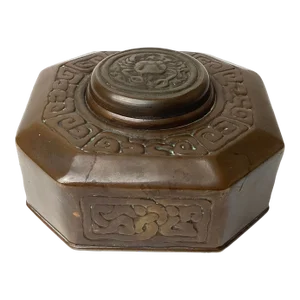 Early 1900s Tiffany Studios New York Zodiac Bronze Inkwell