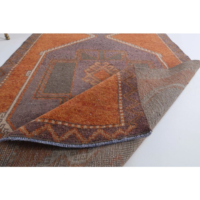 Red Vintage Turkish Oushak Handmade Cotton Red Wool Runner For Sale - Image 8 of 9