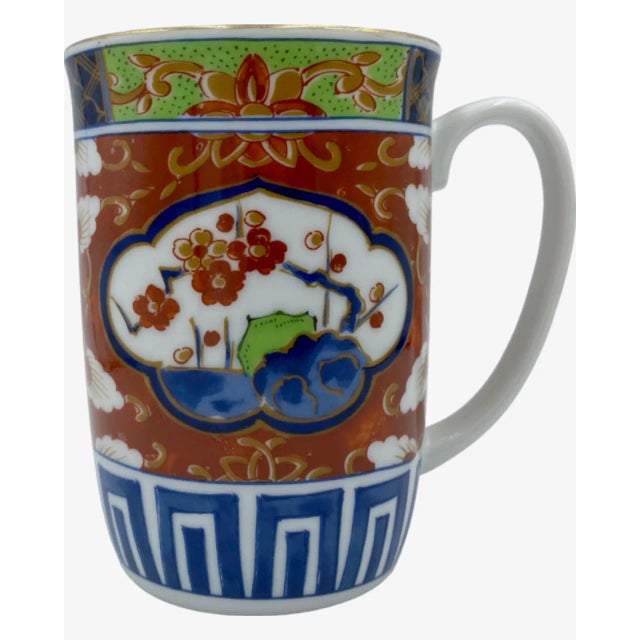 Red Vintage Imari Takahashi Asian Porcelain Mug For Sale - Image 8 of 12