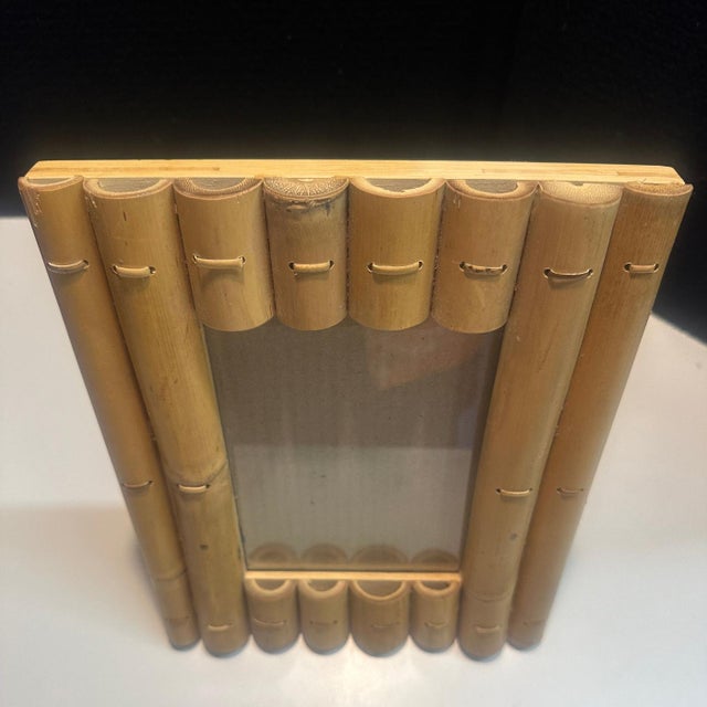 Boho Chic Vintage Bamboo Picture Frame For Sale - Image 3 of 11