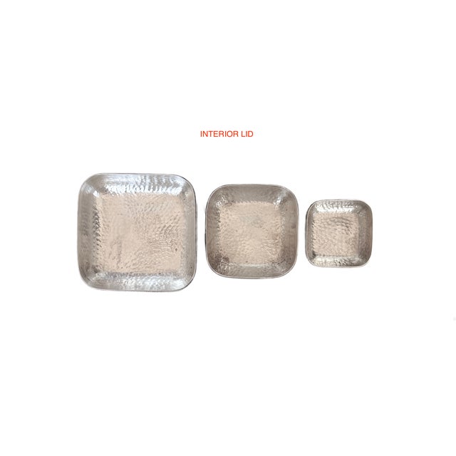 1960s 1960s Silver Plate Hand Hammered Nesting Boxes, Square Hand Hammered, Set of 3 For Sale - Image 5 of 6