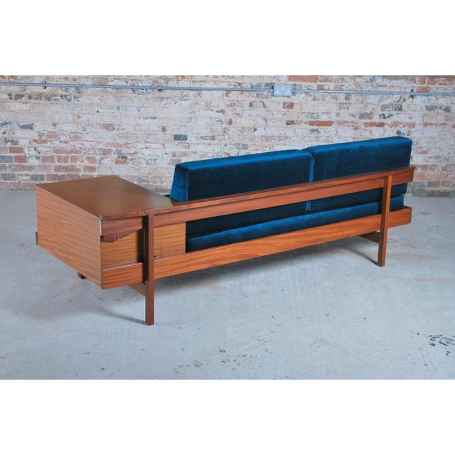Mid-Century Teak Daybed with Teal Velvet Cushions, 1960s For Sale - Image 10 of 13