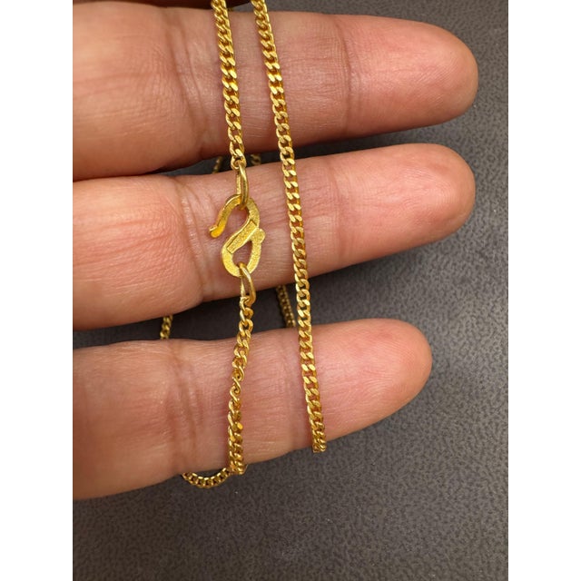 Gold 24 Karat Pure Gold Hand Made Yellow Gold Chain Necklace, 8 Gm, 16 Inch For Sale - Image 8 of 8
