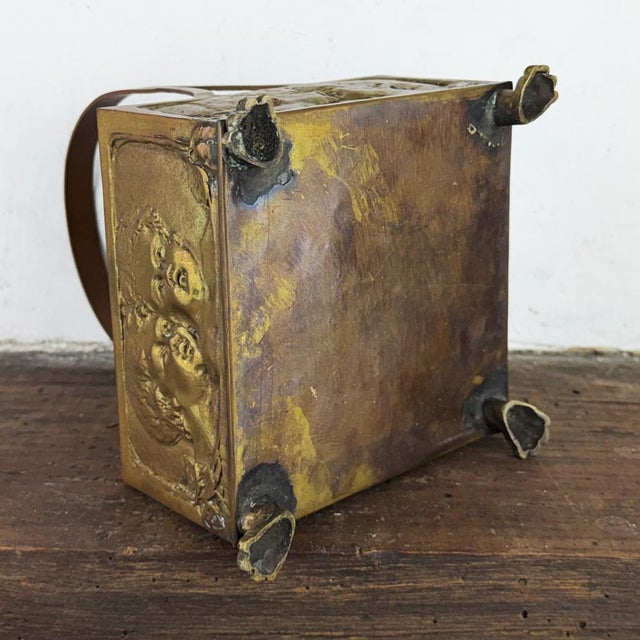Gold Antique Art Nouveau Brass Basket with Cherub Reliefs, 1890s For Sale - Image 8 of 10