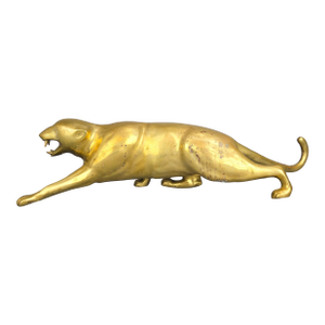 Large Art Deco Solid Brass Tiger Panther Sculpture