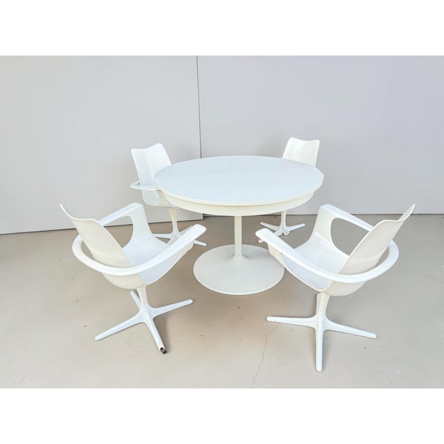 Wood Space Age the Cherry Chairs and Expandable Tulip Table by Luigi Colani for Lusch & Co, 1970s, Set of 5 For Sale - Image 7 of 18