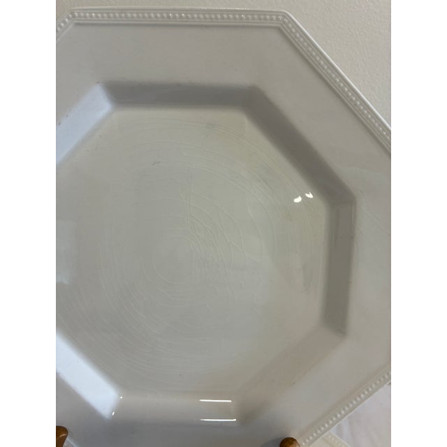 Late 20th Century Vintage Johnson Bros "Heritage" White Ironstone Octagonal Dinner Plates, Set of 2 – England For Sale - Image 5 of 9
