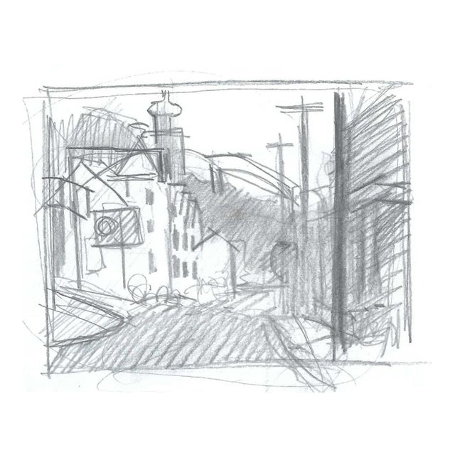 1970s John Reilly City Street Drawing For Sale