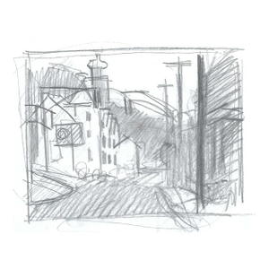 1970s John Reilly City Street Drawing