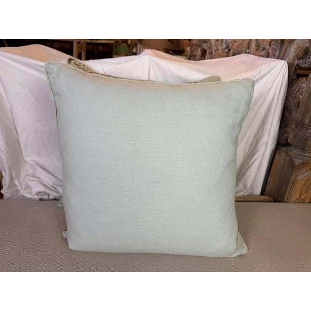 Pair of Nomi Linen Stenciled Pillows For Sale - Image 4 of 4