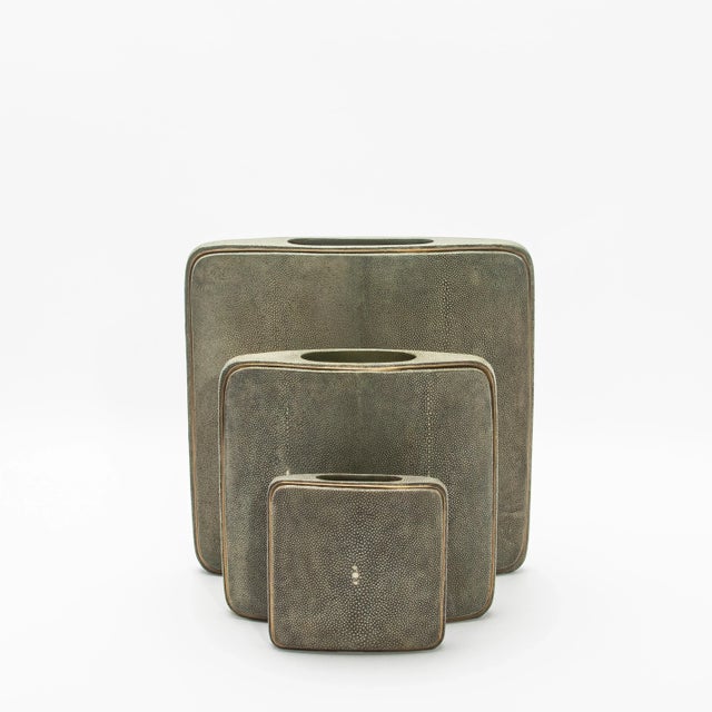 Shagreen Vase With Brass Details by R&y Augousti For Sale In Los Angeles - Image 6 of 9