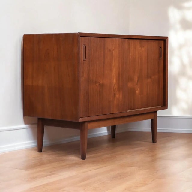 Danish Modern Modular Teak Sliding Door Cabinets by Lyby Mobler For Sale - Image 9 of 11