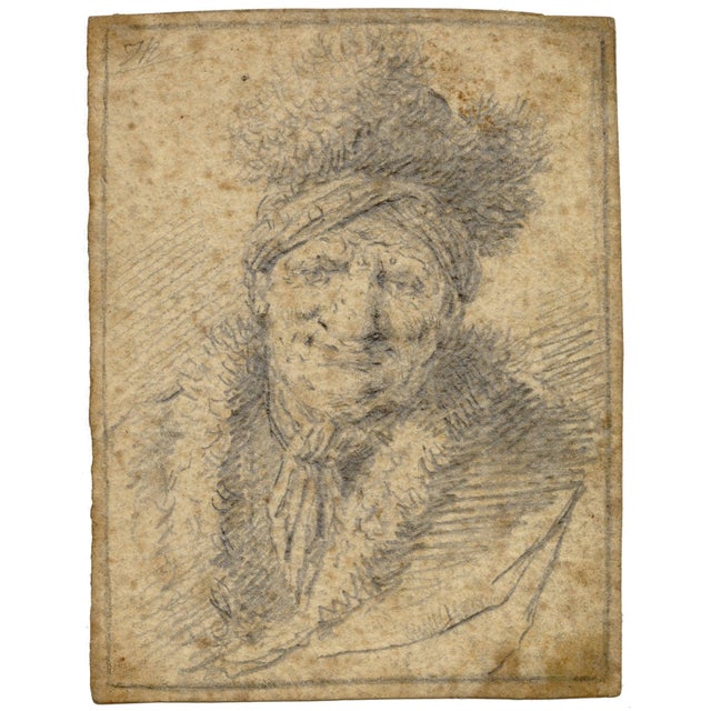 Hollywood Regency Thomas Worlidge, Head of a Man in a Fur Cap, 1759, Graphite For Sale - Image 3 of 9