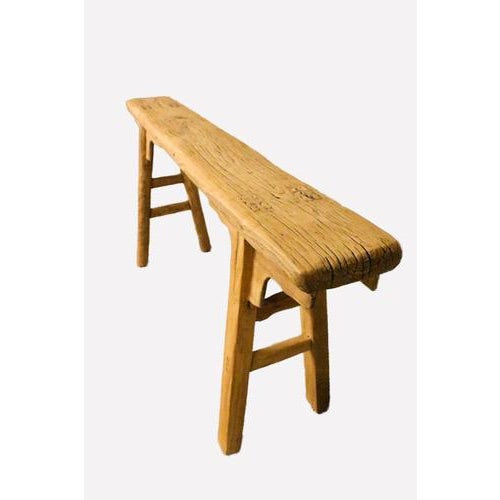 Rustic Rustic Bench in Elm For Sale - Image 3 of 5