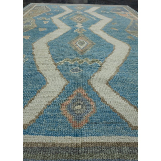 Early 21st Century Blue & Green Turkish Oushak Rug 3'11" x 5'11" For Sale - Image 5 of 8