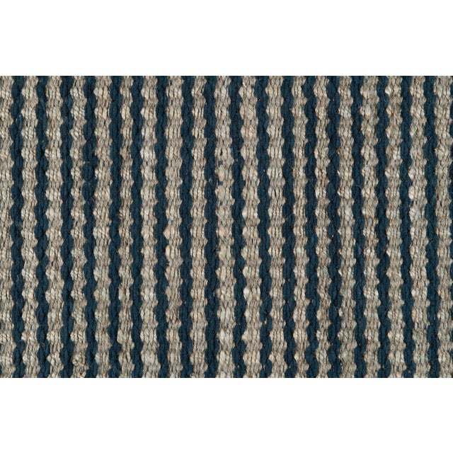 Transitional Part & Parcel Goods Textured Scallop Stripe Rug, 5'x8', Sky Blue and Sapphire For Sale - Image 3 of 4